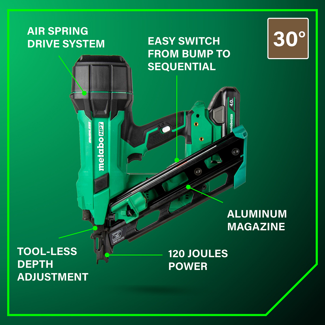 18V MultiVolt Cordless 30° 3-1/2" Paper Tape Framing Nailer (1x4.0Ah)