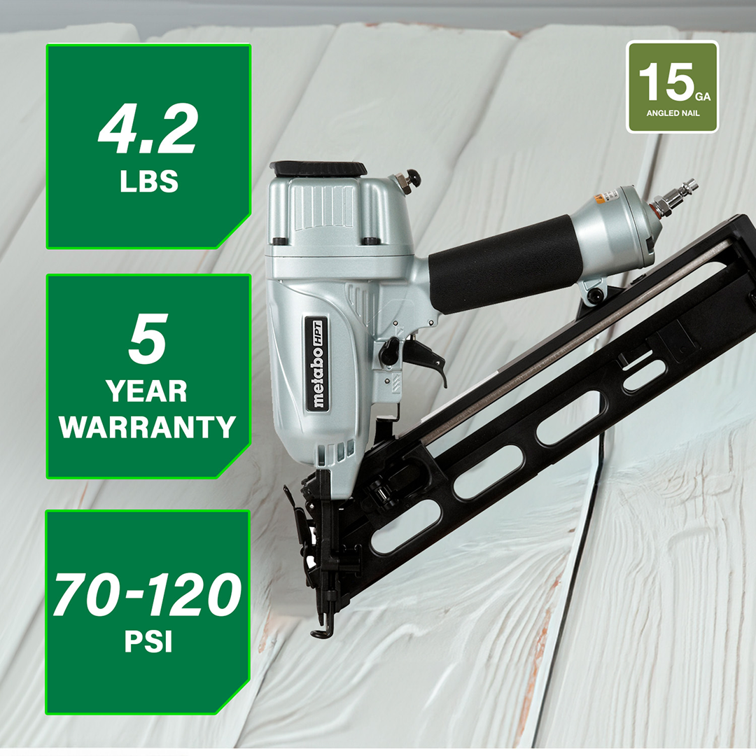 2-1/2 Inch 15 Gauge Angled Finish Nailer with Air Duster