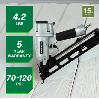 2-1/2 Inch 15 Gauge Angled Finish Nailer with Air Duster