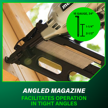 2-1/2 Inch 15 Gauge Angled Finish Nailer with Air Duster