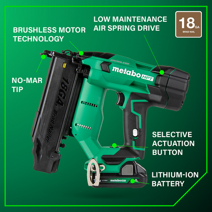 18V MultiVolt™ Brushless 18-Gauge Compact Brad Nailer (1x2.0Ah)