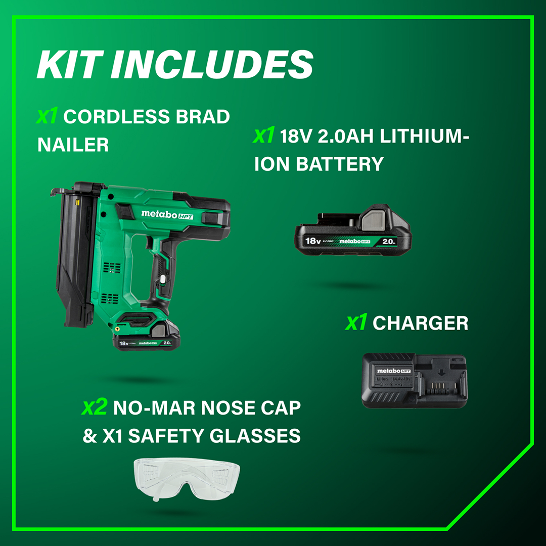 18V MultiVolt™ 18-Gauge Compact Brad Nailer (1 x 2.0Ah)
