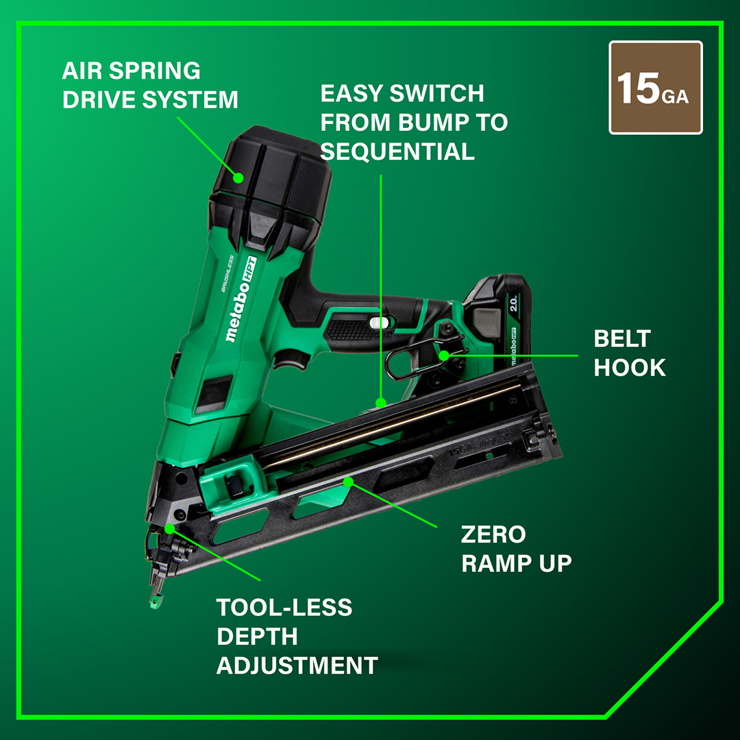 18V MultiVolt™ Brushless Pro 15-GA Angled Finish Nailer (1x2.0Ah)