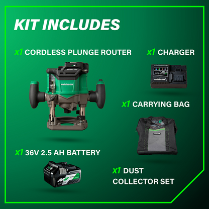 36V Cordless Variable Speed Plunge Router