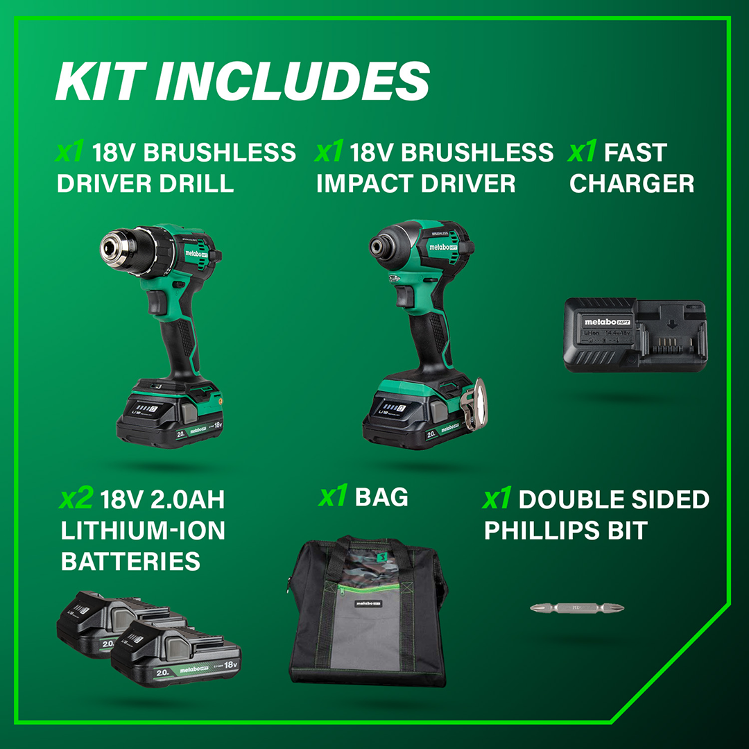 18V MultiVolt™ Cordless Brushless Driver Drill & Impact Driver Combo Kit