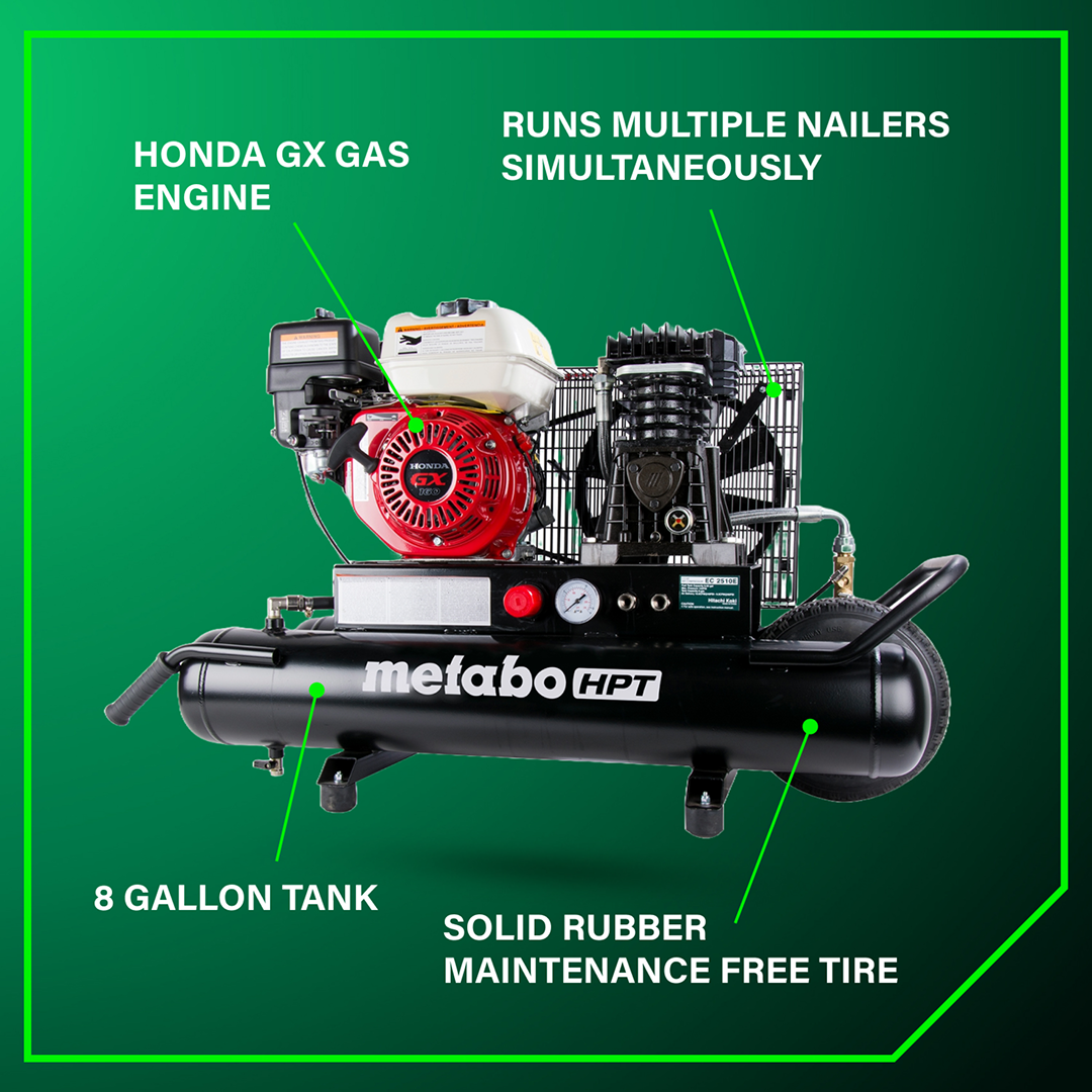 8 Gallon Gas Powered Wheeled Air Compressor