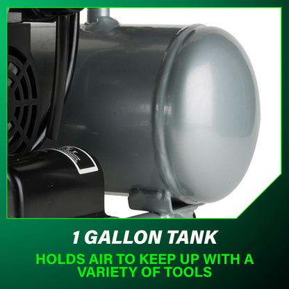 Portable 1 Gallon Oil-Free Quiet Air Compressor